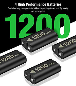 BEBONCOOL Charger for Xbox One Controller Battery Pack, Charger for Xbox One Rechargeable Battery Pack with 4x1200mAh Batteries, Rechargeable Battery Pack for Xbox One/One S/One X/One Elite Controller