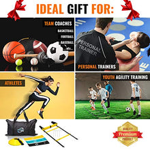 Load image into Gallery viewer, Invincible Fitness Agility Ladder Training Equipment Set, Improves Coordination, Speed, Power and Strength, Includes 10 Cones, 4 Hooks and 3 Loop Resistance Bands for Outdoor Workout
