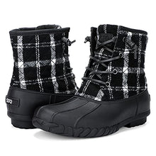Load image into Gallery viewer, STQ Duck Boots for Women, Waterproof Winter Boots Quilted Snow Boots Black Plaid, 6 US
