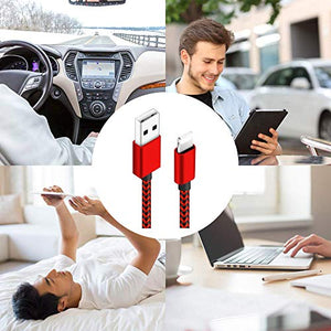 iPhone Charger, [ Apple MFi Certified ] Lightning Cable 5Pack(3/3/6/6/10FT) Nylon Braided Fast Charging USB Cord Compatible with iPhone 12/11/Pro/Xs Max/X/8/7/Plus/6S/6/SE/5S and More