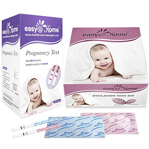 Easy@Home Ovulation Test and Pregnancy Test Kit, 50LH+20HCG Strips Combo+25HCG Strips