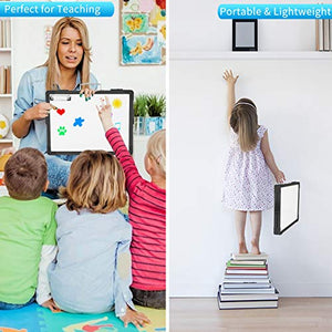 Small White Board Dry Erase Board - 12" x 16" Double Sided Desktop Foldable Magnetic Whiteboard with Markers and Magnets Personal Easel for Kids Drawing Home and Office (Black)