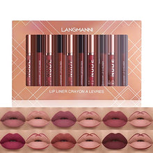 Load image into Gallery viewer, LANGMANNI 6 Matte Lipstick with 6 Lipliners Durable Lip Gloss Long-Lasting Non-Stick Cup Not Fade Waterproof High Pigmented Velvet Lipgloss Kit Beauty Cosmetics Makeup Gift for Girls(12PCS)
