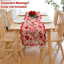 Load image into Gallery viewer, Valentines Table Runner Red Heart Print Valentines Day Decorations 13x72 inches Lace Love Table Runner for Home Wedding Party Valentines Day Table Decorations Long Line for Dinner(Random style)
