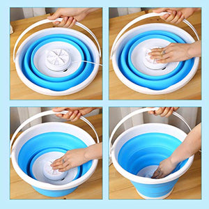 Mini Washing Machine, Formemory Portable Folding Bucket Turbo Ultrasonic Washing Machine Personal Travel Washing Machine with Remote Control for Lazy Magic Laundry Machine（Blue）