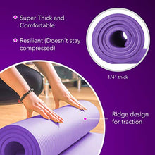 Load image into Gallery viewer, HemingWeigh Super Thick, Extra Comfy, Moisture-resistant, Durable NBR Yoga Mat, 1/4 Inch, Light Weight, Perfect For Yoga, Exercise, &amp; Workout Mat with Carrying Strap (Purple)

