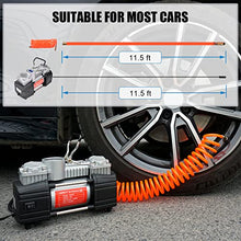 Load image into Gallery viewer, GSPSCN Portable Air Compressor Pump Tire Inflator with Digital Gauge, Heavy Duty Double Cylinder 12V Tire Pump 150 PSI with Tire Repair Kit and Toolbox for Auto,SUV,Off-Road,Truck,Bike

