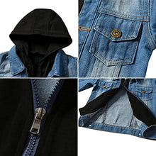 Load image into Gallery viewer, Cromoncent Kids Boys Casual Long Sleeve Button Down Denim Jacket Outwear with Pockets Hooded Black 12-18M
