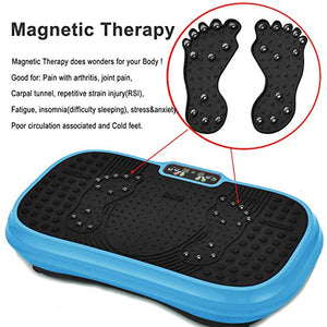 MUCHOO Vibration Plate Fitness Machine Whole Body Workout Platform Machine w/Loop Bands Body Slimmer Weight Loss and Home Training & Exercise Blue