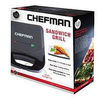 Load image into Gallery viewer, Chefman Electric Sandwich Maker Machine, Non-Stick Surface, Dual Griddle Fits 2 Sandwiches, Cut and Seals into Triangles for Perfect Grilled Cheese, Easy Clean, Cool Touch Handles, Black
