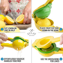 Load image into Gallery viewer, Zulay Metal 2-In-1 Lemon Lime Squeezer - Hand Juicer Lemon Squeezer - Max Extraction Manual Citrus Juicer
