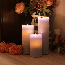 Load image into Gallery viewer, SIMPLUX Moving Flame Led Timer Battery Operated Pillar Real Wax Flameless Candle, 3x7 inches, Blue
