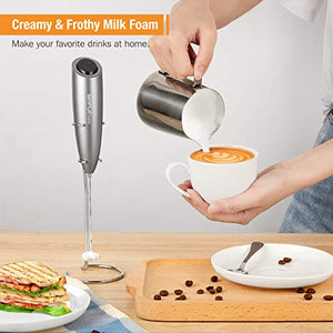 SIMPLETaste Milk Frother Handheld Battery Operated Electric Foam Maker, Drink Mixer with Stainless Steel Whisk and Stand for Cappuccino, Bulletproof Coffee, Latte