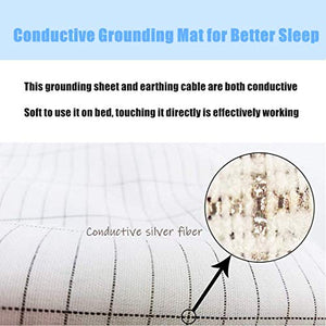 Grounding Sheet Silver Fiber Grounding Mat with Grounded Connection Cord Safe Sleep Therapy EMF Protection (76x80in)