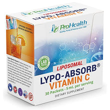 Load image into Gallery viewer, Pure Liposomal Lypo-Absorb Vitamin C (30 Packets) (1,000 mg Vitamin C + 1,000 mg Essential Phospholipids per Packet) by ProHealth. Natural Liposome Delivery for Maximum Absorption and Bioavailability
