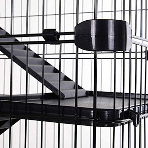 Large Indoor Small Animal Pet Habitat Hutch Cage Playpen Guinea Pig Ferret Chinchilla Rabbit Bunny Cat Kitten With Solid Platform and Ramp, Leakproof Litter Tray (0.9-Inch Wire Spacing, 4-Floor)
