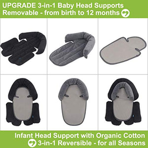 COOLBEBE Upgraded 3-in-1 Baby Head Neck Body Support Pillow for Newborn Infant Toddler - Extra Soft Car Seat Insert Cushion Pad, Perfect for Carseats, Strollers, Swing