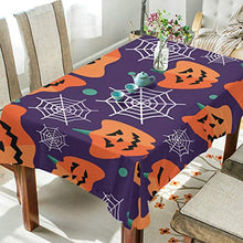 Load image into Gallery viewer, ALAZA Halloween Seamless Pattern with Flat Icons Purple Background Tablecolth Table Cover for Party Dining Room Kitchen Decor,54 X 54,Stain and Wrinkle Resistant Washable Rectangle Table Cloth
