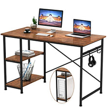 Load image into Gallery viewer, Engriy Writing Computer Desk 47&quot;, Home Office Study Desk with 2 Storage Shelves on Left or Right Side, Industrial Simple Style Wood Table Metal Frame for PC Laptop Notebook

