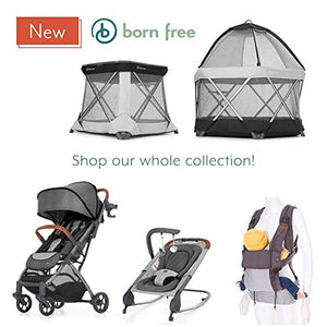 born free KOVA Baby Bouncer - Baby Rocker with Two Modes of Use, Removable Toys and Compact Fold for Storage or Travel - Easy to Clean, Machine Washable Fabrics, Grey