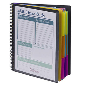 Smead 24 Pocket Poly Project Organizer, Letter Size, 1/3-Cut tab, Gray with Bright Colors (89206)