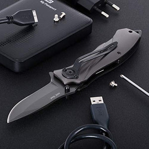 Heavy Pocket Knife for Men Best Spring Assisted Knife Folding Knife with Glass Breaker and Pocket Clip - Tactical Knofe - Camping Hunting Hiking Fishing EDC Survival Boy Scout Knife Gifts for Men 6495