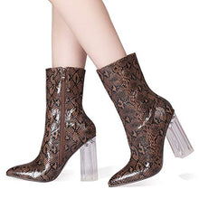 Load image into Gallery viewer, AIIT Women's Chunky High Heel Ankle Boot Shoe Brown Size9
