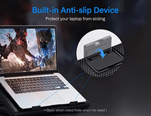 Load image into Gallery viewer, Kootek Laptop Cooling Pad 12"-17" Cooler Pad Chill Mat 5 Quiet Fans LED Lights and 2 USB 2.0 Ports Adjustable Mounts Laptop Stand Height Angle, Blue
