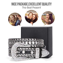 Load image into Gallery viewer, Rhinestone Belt for Women SUOSDEY Western Cowgirl Bling Studded Leather Belt for Jeans Pants,golden,M

