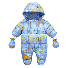 Load image into Gallery viewer, Dreamyth Infant Baby Girl Boy Jumpsuit Snowsuit Hooded Footie Winter Warm Down Coat Jacket Outfits with Gloves 0-18 M
