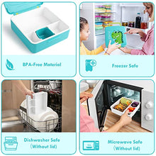 Load image into Gallery viewer, Lehoo Castle Bento Lunch Box for Kids with 4 Compartments,1300ml Lunch Containers with Ice Packs Sauce Jar, Spoon&amp;Fork, Durable, Leak Proof, BPA-Free and Food-Safe Materials(Blue)
