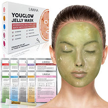 Load image into Gallery viewer, YouGlow 10 Jelly Face Mask Peel Off Face Treatment - 24K Gold, Antioxidant Goji Berry, Bulgarian Rose, Plla Infusion, Bamboo Charcoal, Lavender, Kiwi Fruit, Hyaluronic Acid, Tea Tree, Himalayan Salt

