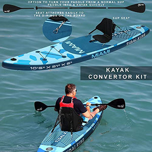 Tidal King Miami 10' 6" Stand Up Paddle Board ISUP - with Adjustable Paddle, Top Accessories - Pump, Leash & Backpack - Standard SUP or Kayak Kit Options (SUP/Kayak)