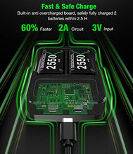 Load image into Gallery viewer, Controller Battery Pack for Xbox One/Xbox Series X|S, BEBONCOOL 2x2550 mAh Rechargeable Battery Pack for Xbox Series X|S/Xbox One/Xbox One S/Xbox One X/Xbox One Elite Controller-Green
