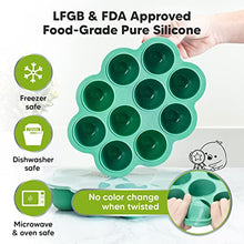 Load image into Gallery viewer, Silicone Baby Food Freezer Tray with Clip-on Lid - Breast Milk Trays for Freezer - Baby Food Containers - Baby Food Trays for Freezing, Dishwasher, Microwave, BPA-Free Baby Food Storage (Alpine Green)
