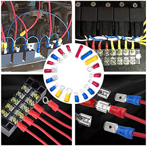 1200PCS Electrical Connector Kit-Sopoby Automotive Insulated CrimpTerminals Connectors for Wiring Mixed Ring Fork Spade Butt Connector Set