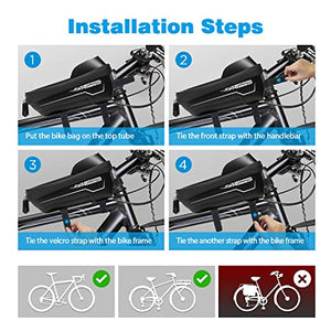 LEMEGO Bike Phone Front Frame Bag Waterproof Bicycle Bag Top Tube Bike Bags Phone Mount Pack Phone Case for 6.5’’ iPhone 11 XS Max XR,Cycling Phone Mount Bag, Bike Accessories
