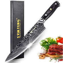 Load image into Gallery viewer, 8 inch Chef's Knife - SMTENG High Carbon German Steel Kitchen Knife - Full Tang Design Ergonomic Handle - Professional Cooking Carving Knives
