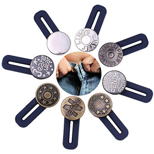 Elastic Button Extenders for Men and Women, Waist Extenders Adjustable for Pants, Trousers, Dress and Jeans, 6-Pack (Light Gray)