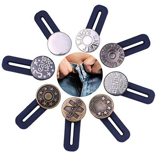Elastic Button Extenders for Men and Women, Waist Extenders Adjustable for Pants, Trousers, Dress and Jeans, 6-Pack (Light Gray)