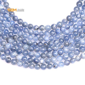 GEM-Inside Natural 4mm Blue Kyanite Gemstone Round Smooth Loose Beads Crystal Energy Stone Power for Jewelry Making 15"