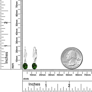 Gem Stone King 925 Sterling Silver Green Chrome Diopside Earrings For Women (1.60 Cttw, Gemstone Oval 7X5MM)