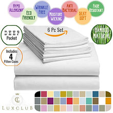 Load image into Gallery viewer, LuxClub 6 PC Sheet Set Bamboo Sheets Deep Pockets 18" Eco Friendly Wrinkle Free Sheets Hypoallergenic Anti-Bacteria Machine Washable Hotel Bedding Silky Soft - Emerald Queen
