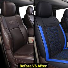 Load image into Gallery viewer, Coverado Car Seat Covers Full Set, Dodge RAM Seat Cover Waterproof Leather Protector Fit 2009-2022 1500 2010-2022 2500 3500 Truck Pickup CrewCab with Curved Back Bench, Blue
