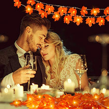 Load image into Gallery viewer, Thanksgiving Decorations Lighted Fall Garland, Fall Maple Leaves String Lights for Indoor Outdoor Total 32 ft 100 LED Maple Leaves Light，Halloween String Lights Fall Decor for Home Holiday
