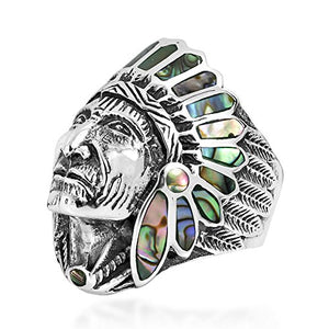 AeraVida Abalone Shell Native American Style .925 Sterling Silver Ring (10)