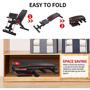HOLATO Adjustable Weight Bench for Full Body Workout ,Foldable Workout Bench Home Gym Weightlifting and Strength Training,Multi-Purpose Sit up Bench Portable Exercise Bench
