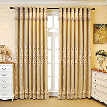 Load image into Gallery viewer, Curshimer Luxury Double Layer Blackout Curtain with Sheer European Embroidered Window Drape for Living Room Sliding Glass Door, 1 Panel (Beige, W 78'' x H 86'')
