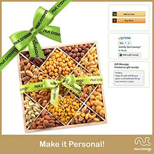 Load image into Gallery viewer, Christmas Gift Basket Holiday Nuts in Reusable Wood Tray + Green Ribbon (12 Assortments) Gourmet Food Bouquet Xmas Arrangement Platter, Birthday Care Package, Healthy Kosher Snack Box - Family Adults

