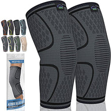 Load image into Gallery viewer, MODVEL 2 Pack Knee Brace | Knee Compression Sleeve for Men &amp; Women | Knee Support for Running | Medical Grade Knee Pads for Meniscus Tear, ACL, Arthritis, Joint Pain Relief. (Small, Black)

